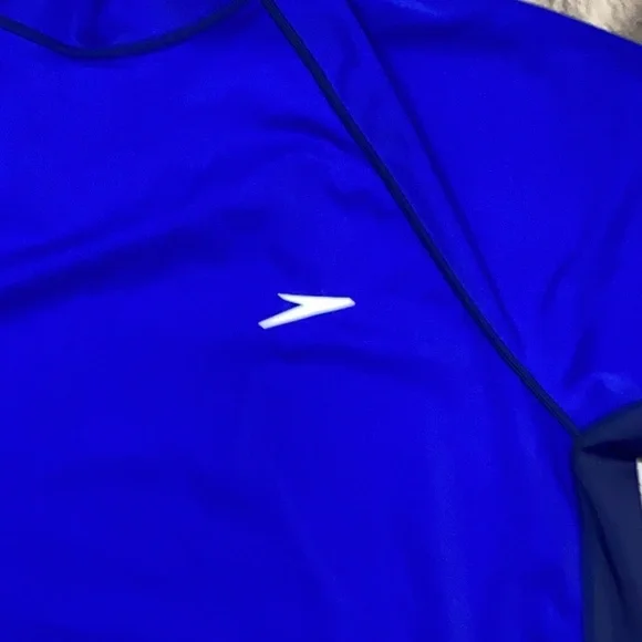 Speedo Men's Royal/Navy Blue Block The Burn UV Protection Rash Guard - Picture 3 of 5